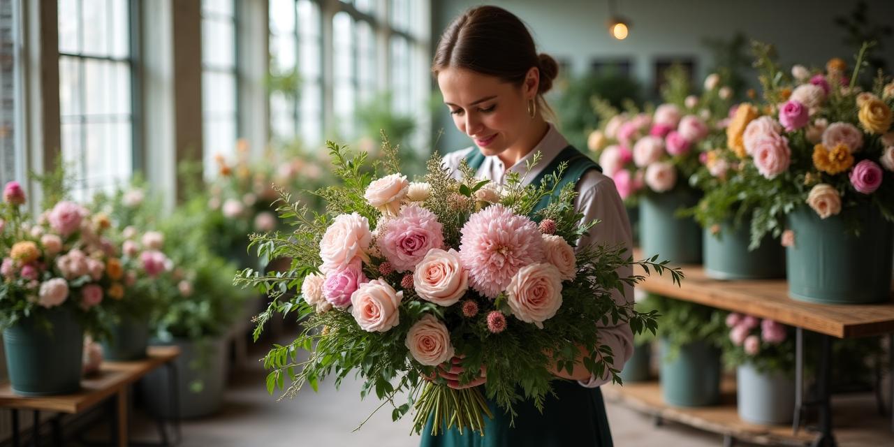 Floral designer at work in our London Highgate studio