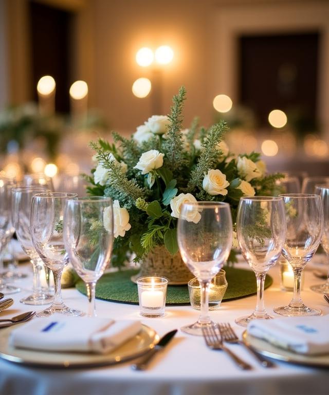 Elegant wedding table centerpiece with candles