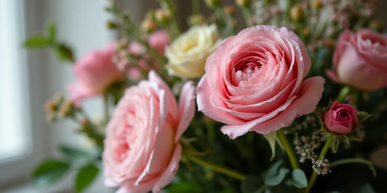 Close up of a vibrant, high-end Meridian Petals floral arrangement