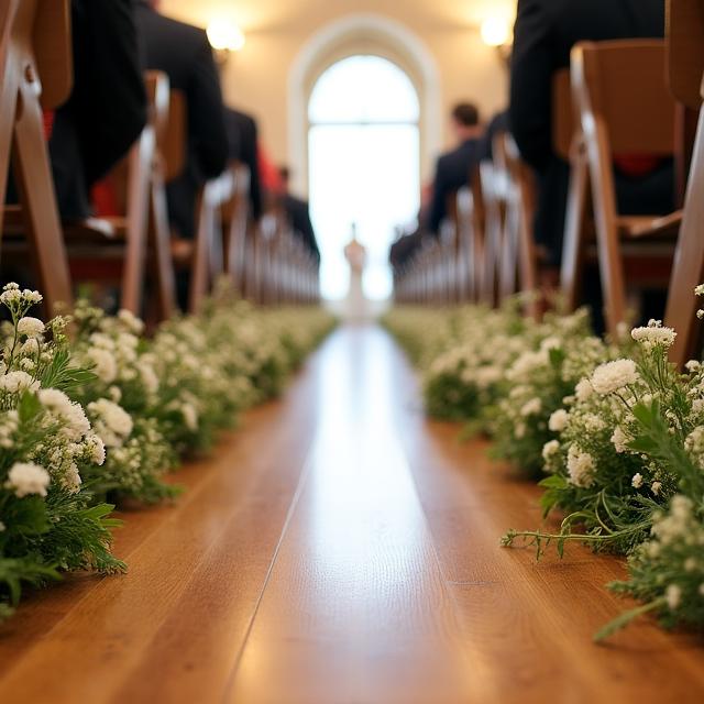 Modern floral aisle meadow with wild, deconstructed styling